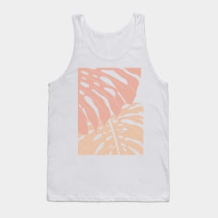 Abstract Beige Tone Colors Monstera Leaves 11 Tank Top